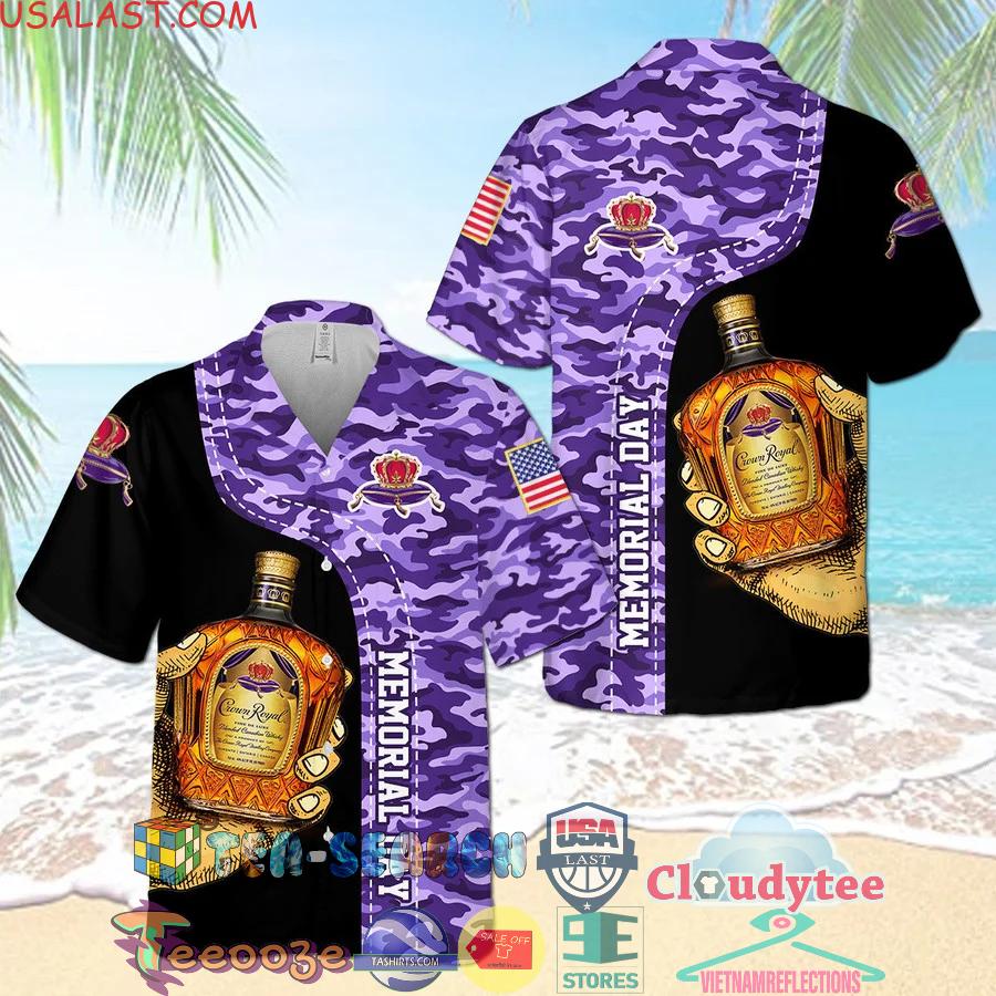 Crown Royal Memorial Day Camo Aloha Summer Beach Hawaiian Shirt