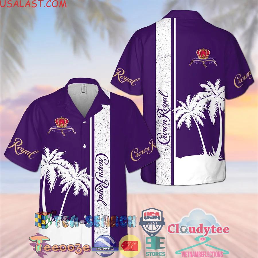 Crown Royal Palm Tree Purple Aloha Summer Beach Hawaiian Shirt