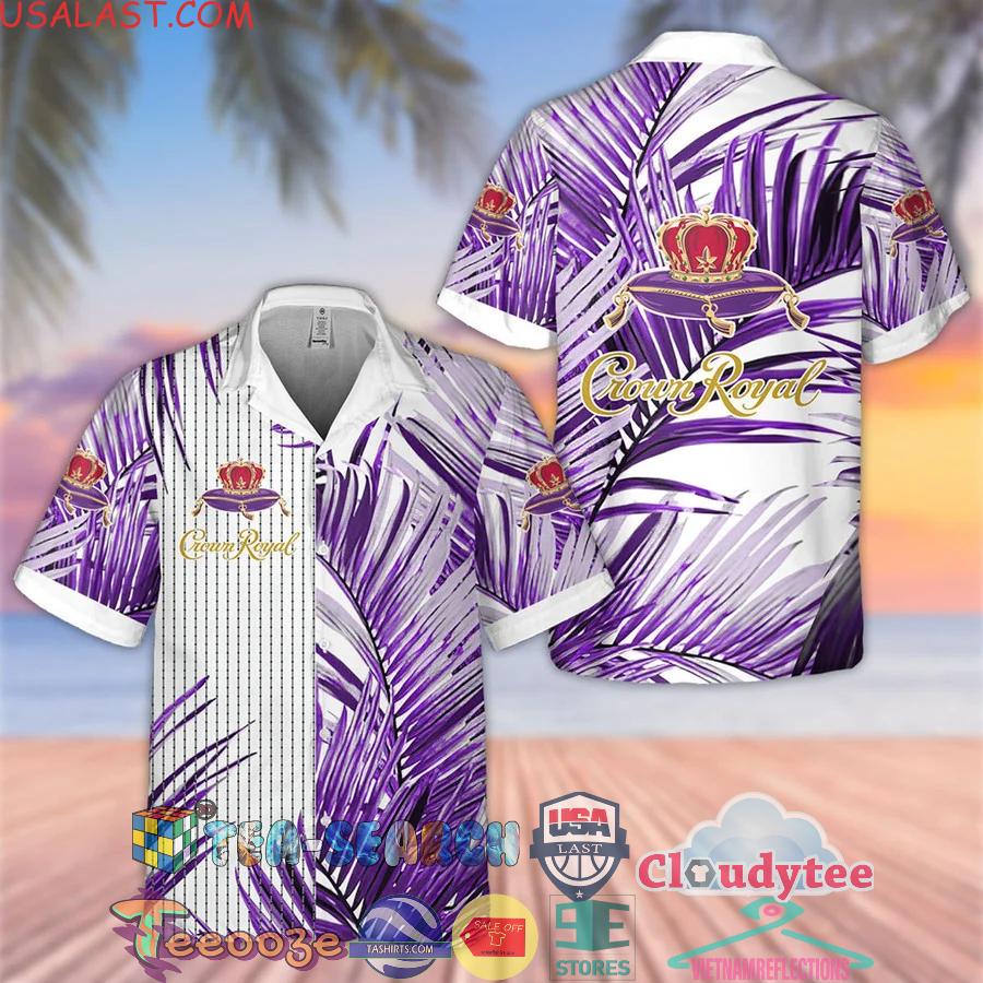 Crown Royal Purple Palm Leaves Aloha Summer Beach Hawaiian Shirt