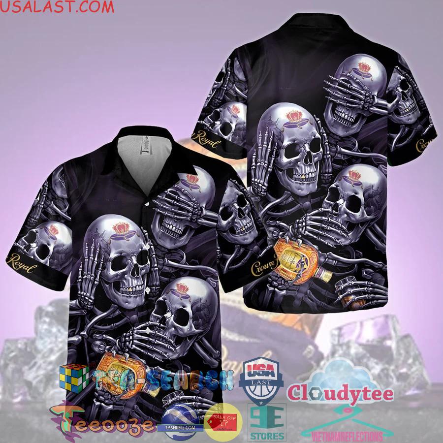 Crown Royal Skull Emotions Aloha Summer Beach Hawaiian Shirt