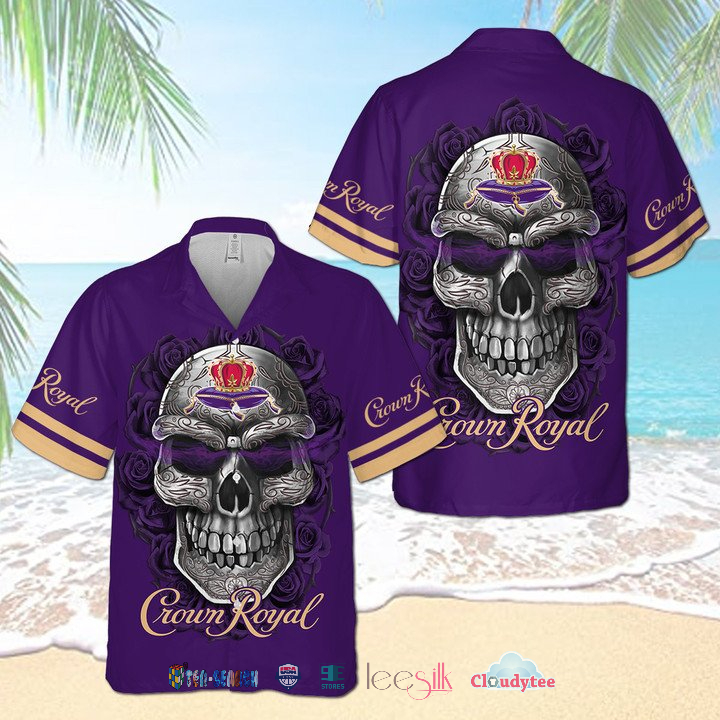 Crown Royal Skull Rose Hawaiian Shirt