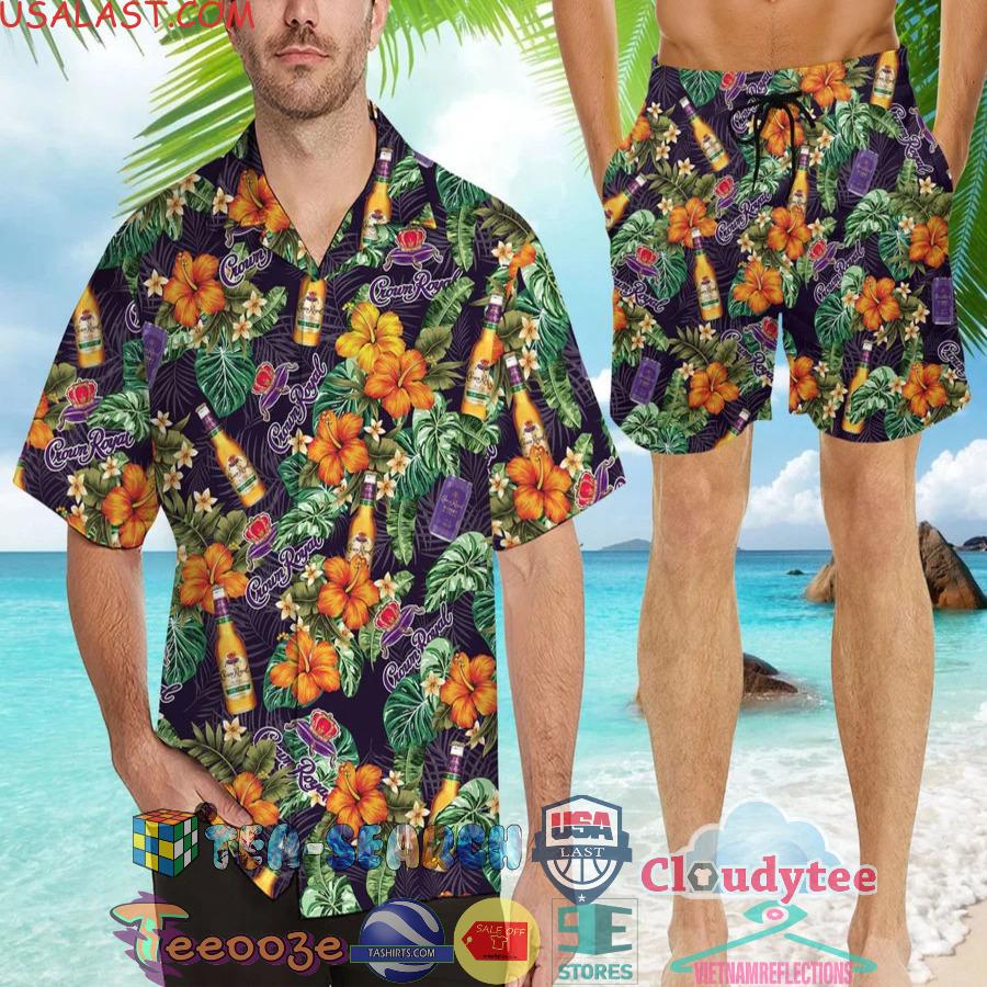 Crown Royal Tropical Flowery Aloha Summer Beach Hawaiian Shirt