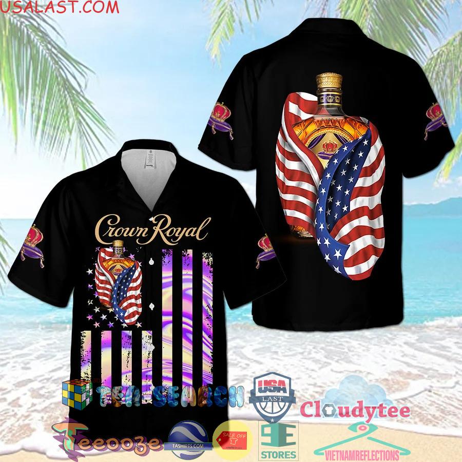 Crown Royal Usa Flag Aloha Summer Beach Hawaiian Shirt