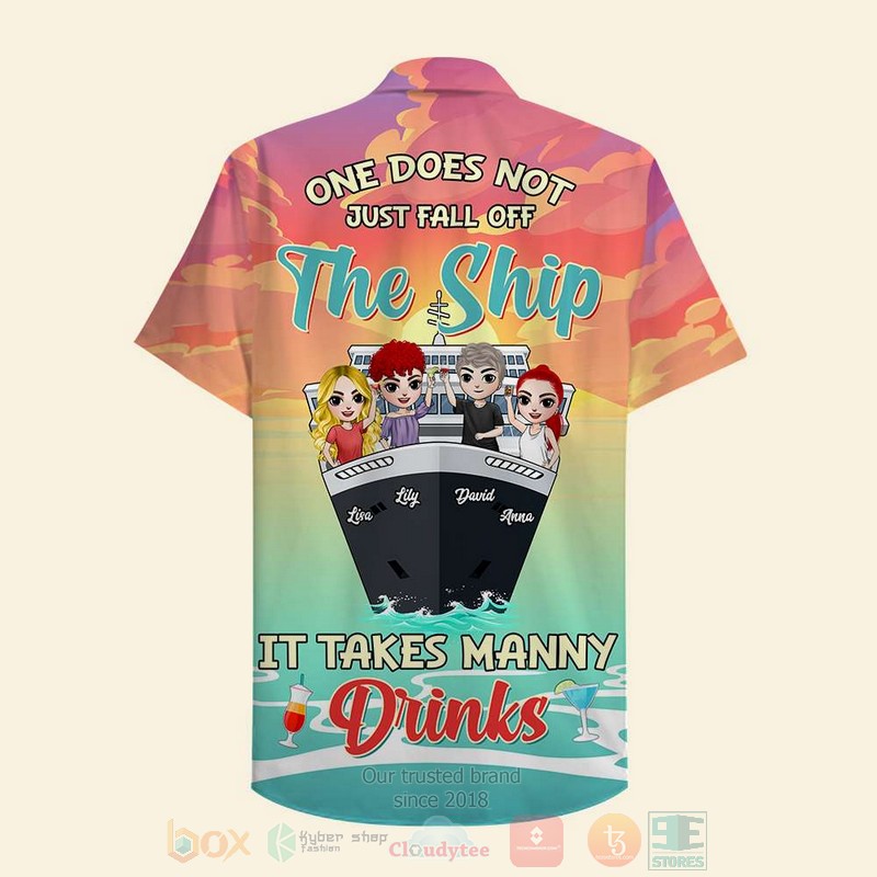 Cruising Friends One Does Not Just Fall Off The Ship It Takes Many Drinks Custom Name Hawaiian Shirt