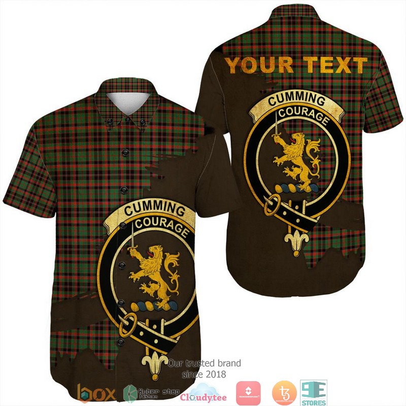 Cumming Hunting Ancient Tartan Crest Personalized Short Sleeve Hawaiian Shirt