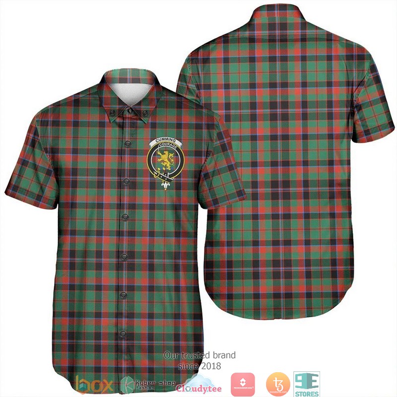 Cumming Hunting Ancient Tartan Crest Short Sleeve Hawaiian Shirt