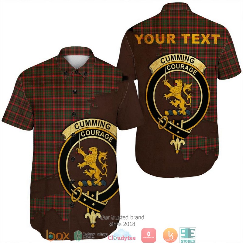 Cumming Hunting Modern Tartan Crest Personalized Short Sleeve Hawaiian Shirt