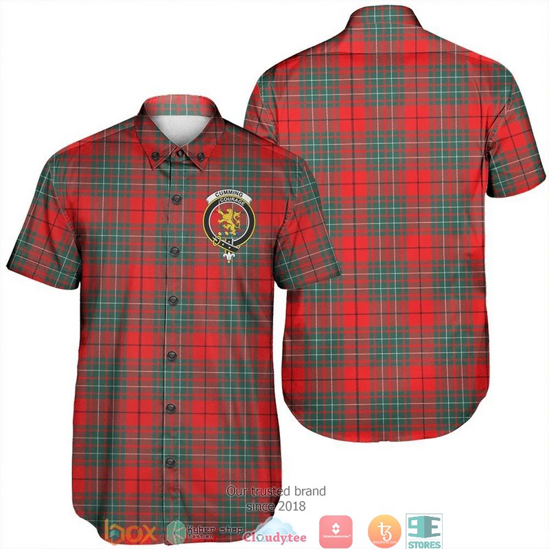 Cumming Modern Tartan Crest Short Sleeve Hawaiian Shirt