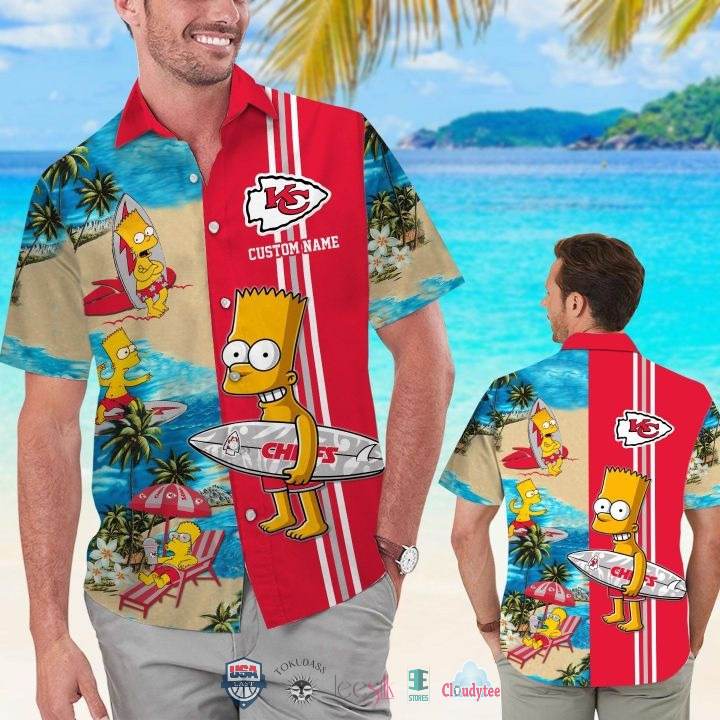 Custom Name Kansas City Chiefs Bart Simpson Hawaiian Shirt