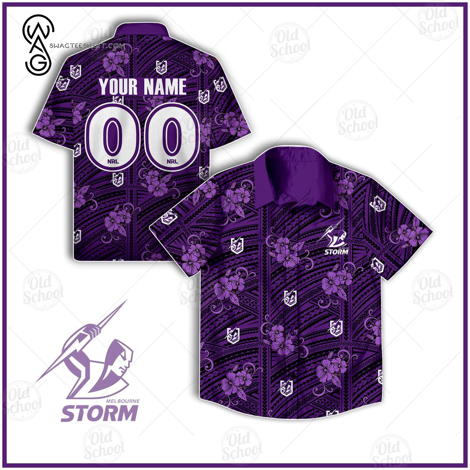 Custom Nrl Melbourne Storm Full Printing Hawaiian Shirt