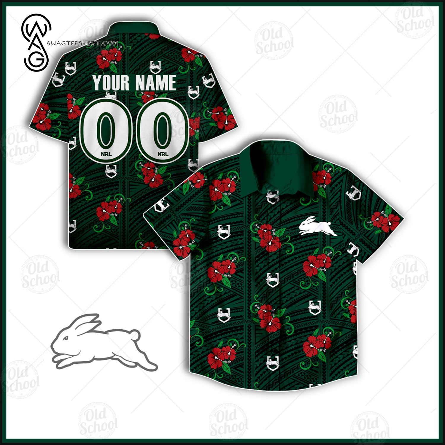 Custom Nrl South Sydney Rabbitohs Full Printing Hawaiian Shirt