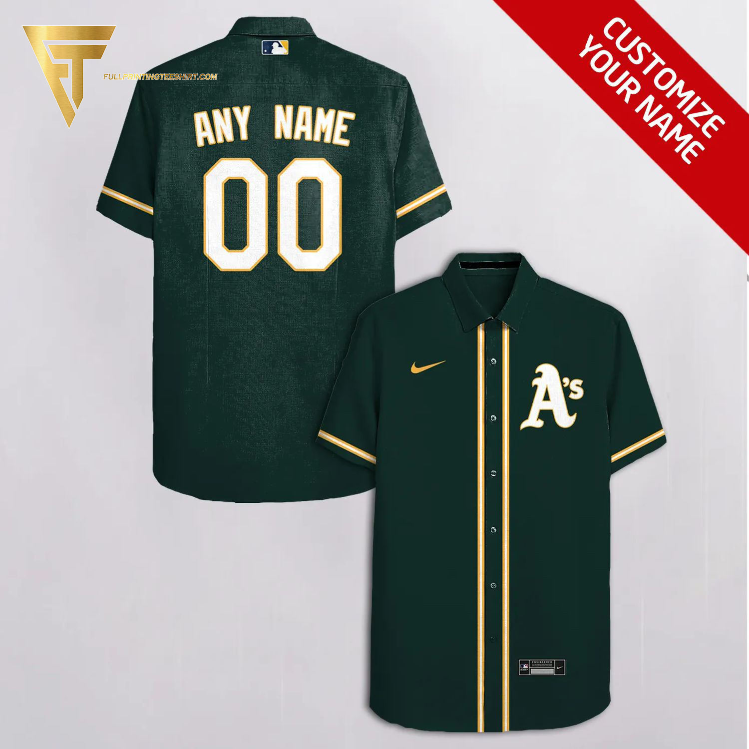 Custom Oakland Athletics Baseball Team Hawaiian Shirt