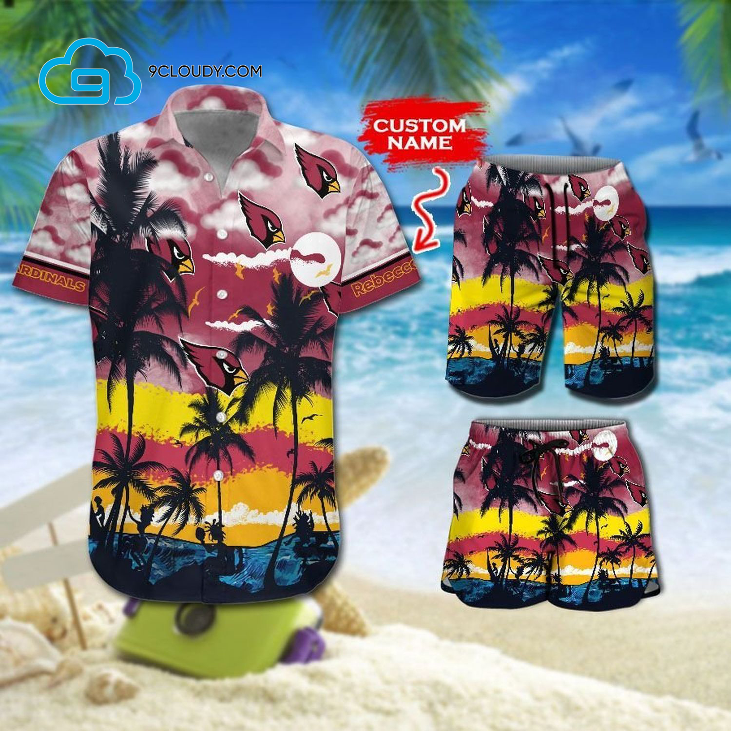 Custom Tropical Arizona Cardinals Football Team Hawaiian Shirt