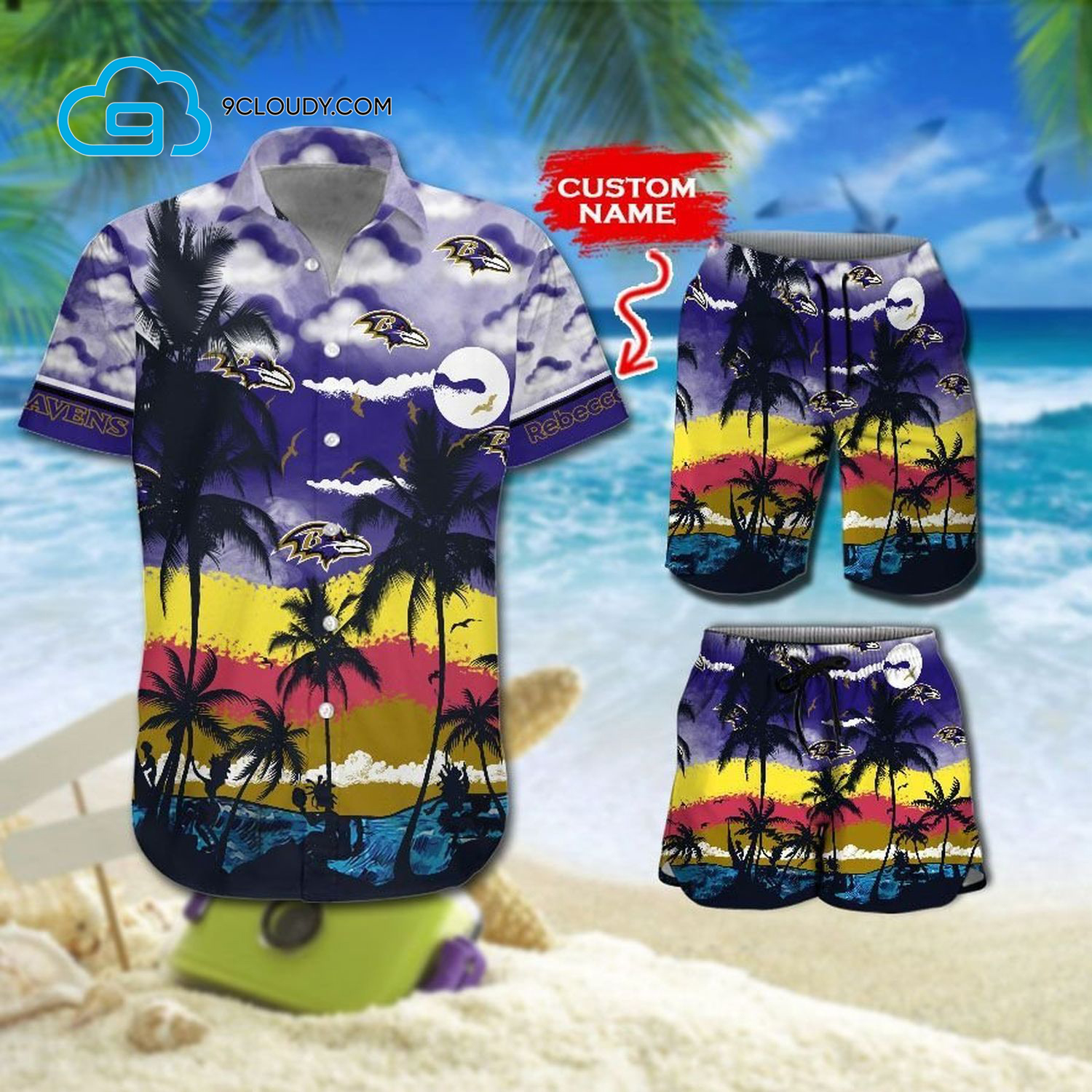 Custom Tropical Baltimore Ravens Football Team Hawaiian Shirt