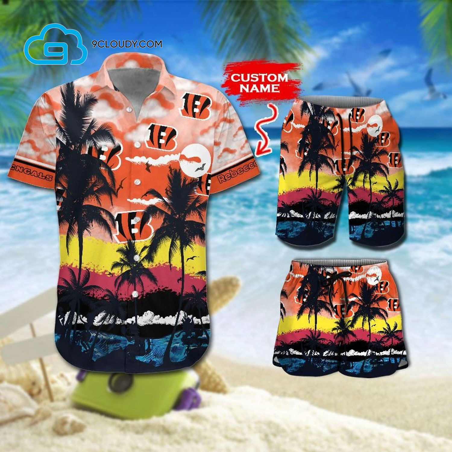 Custom Tropical Cincinnati Bengals Football Team Hawaiian Shirt