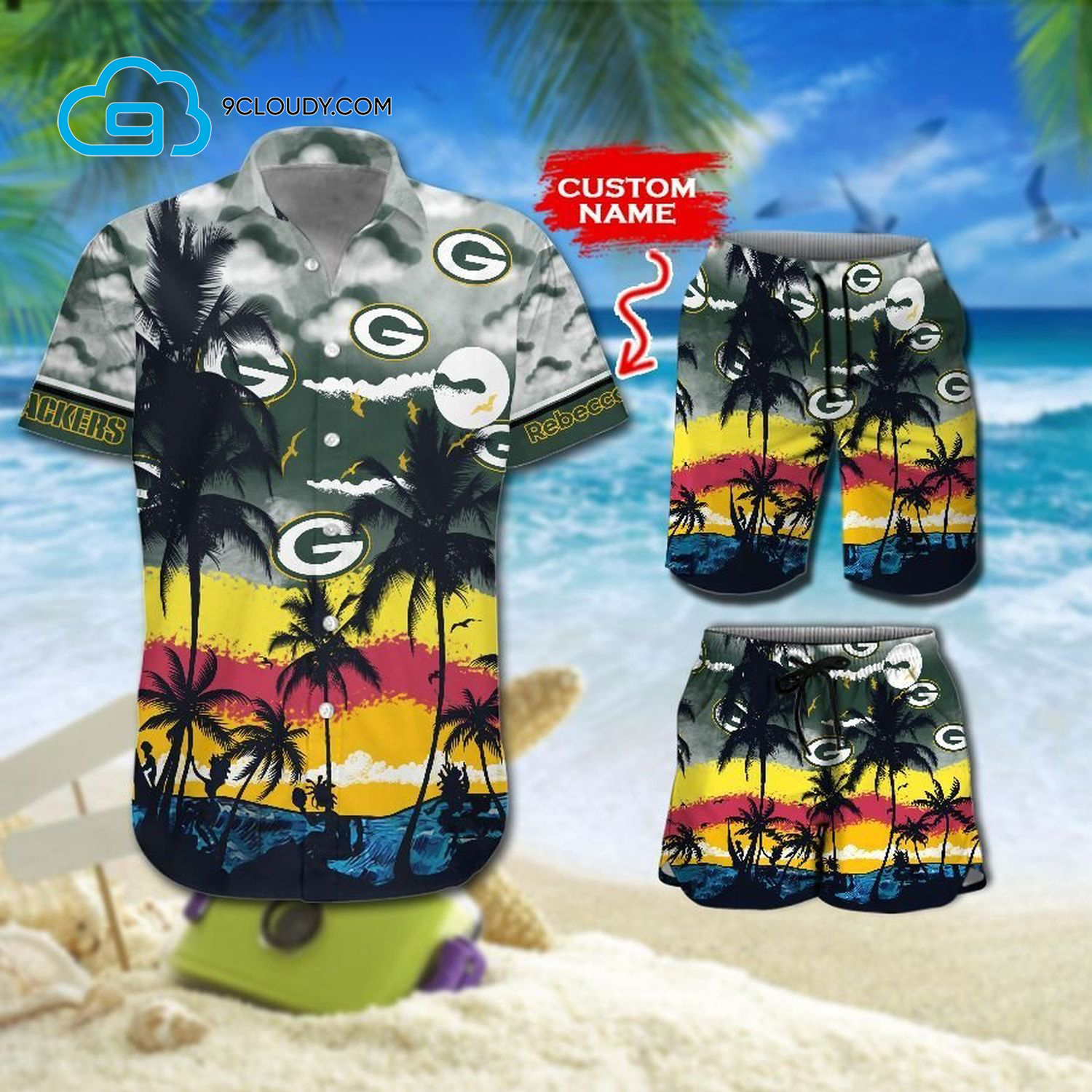 Custom Tropical Green Bay Packers Football Team Hawaiian Shirt