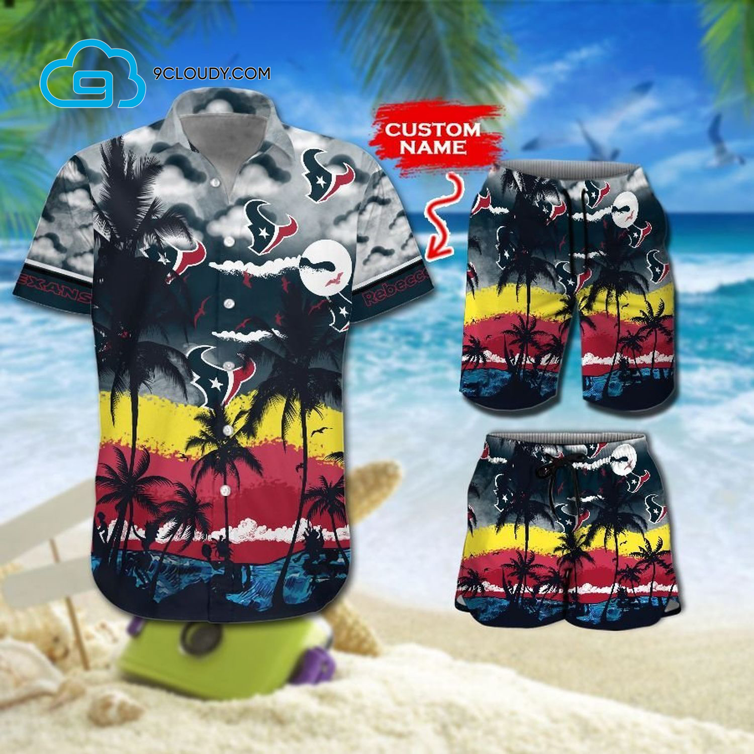 Custom Tropical Houston Texans Football Team Hawaiian Shirt