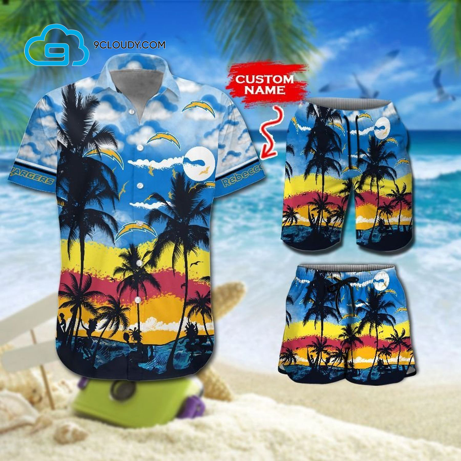 Custom Tropical Los Angeles Chargers Football Team Hawaiian Shirt