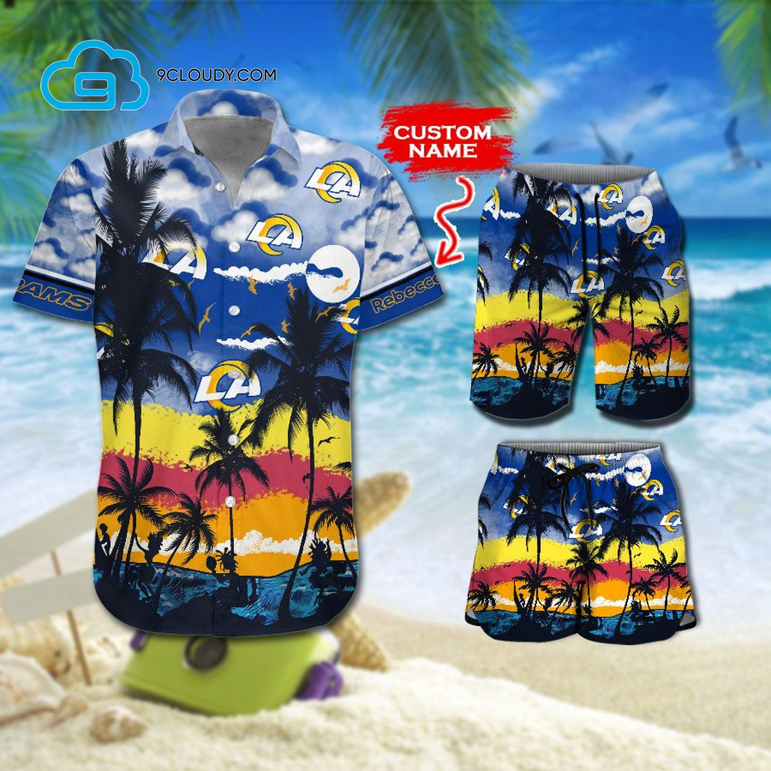 Custom Tropical Los Angeles Rams Football Team Hawaiian Shirt