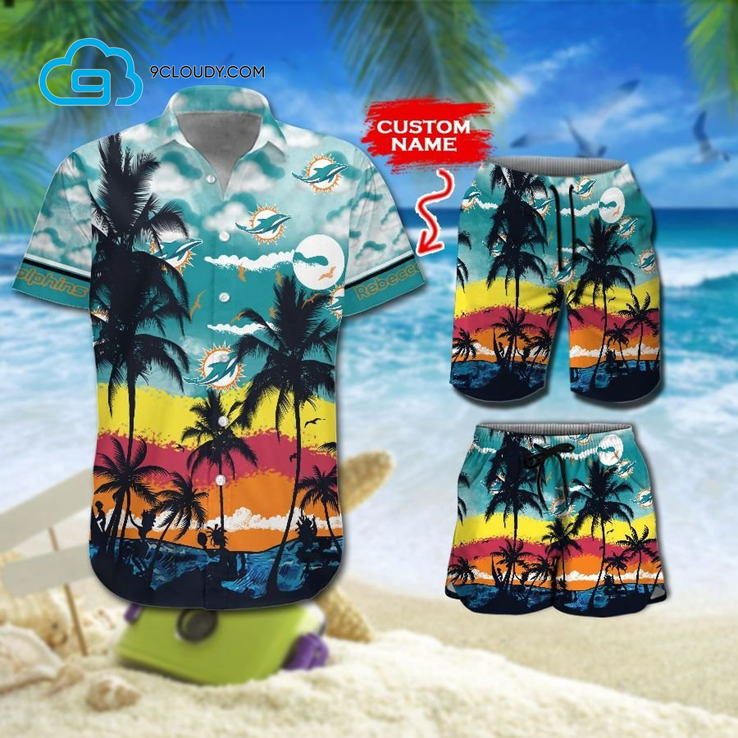 Custom Tropical Miami Dolphins Football Team Hawaiian Shirt