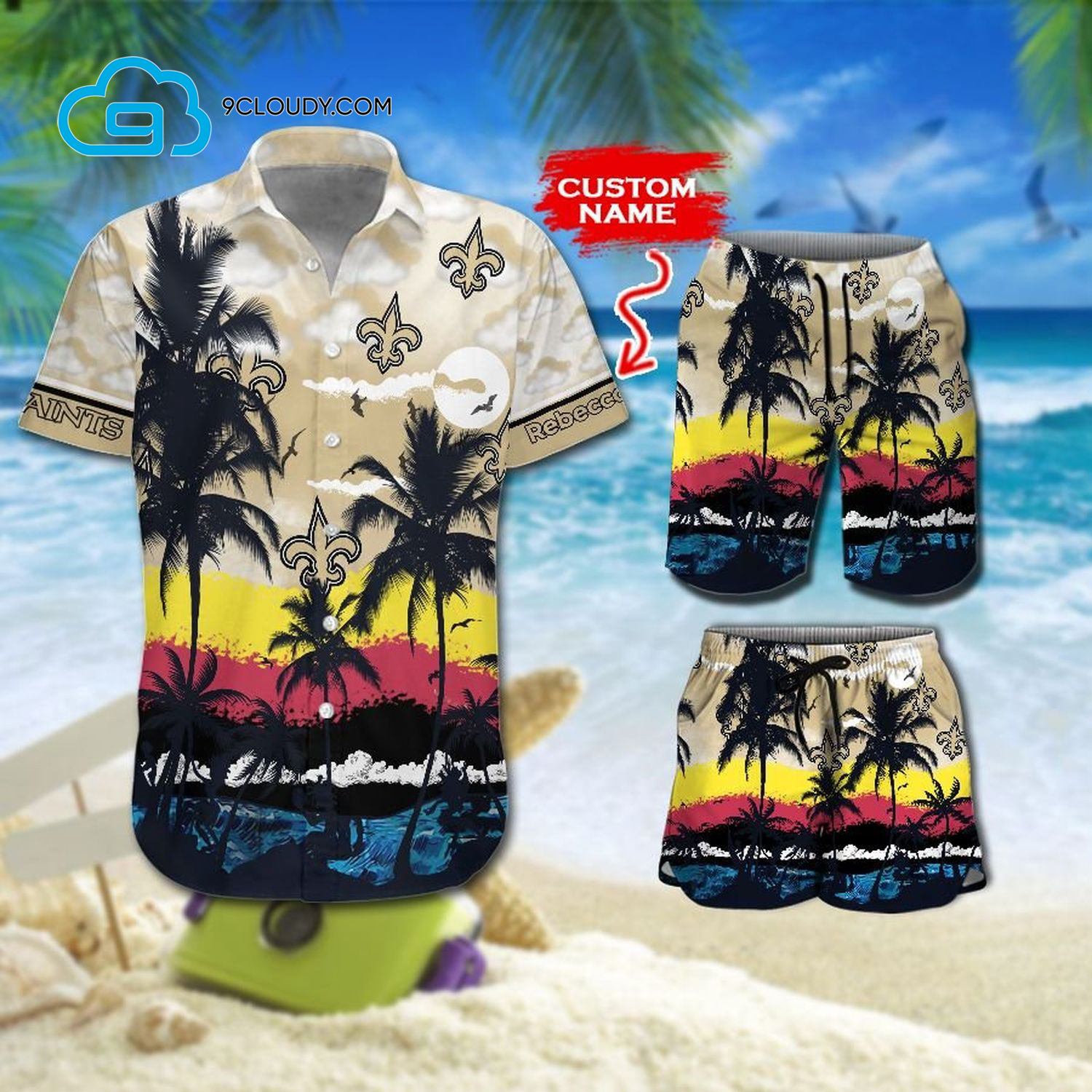 Custom Tropical New Orleans Saints Football Team Hawaiian Shirt