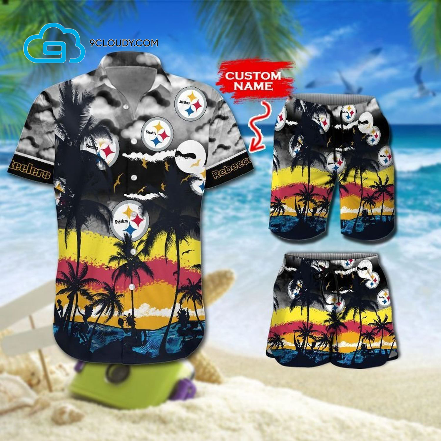 Custom Tropical Pittsburgh Steelers Football Team Hawaiian Shirt