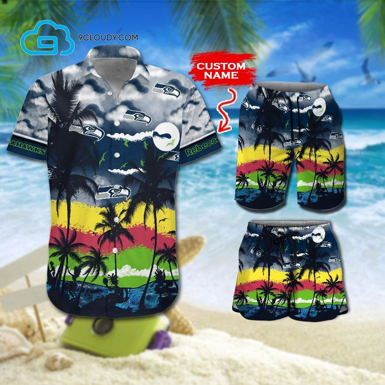 Custom Tropical Seattle Seahawks Football Team Hawaiian Shirt