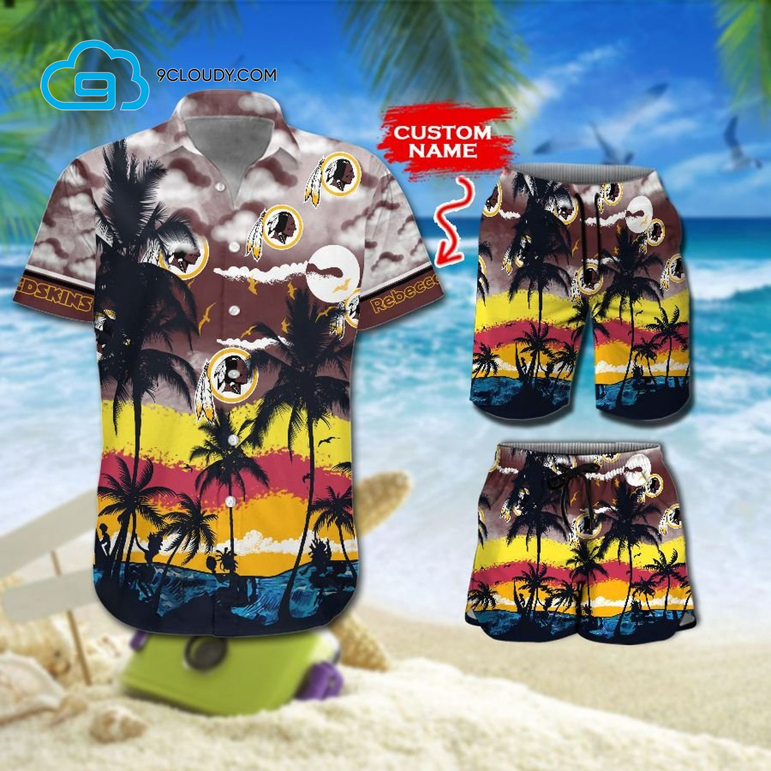 Custom Tropical Washington Redskins Football Team Hawaiian Shirt