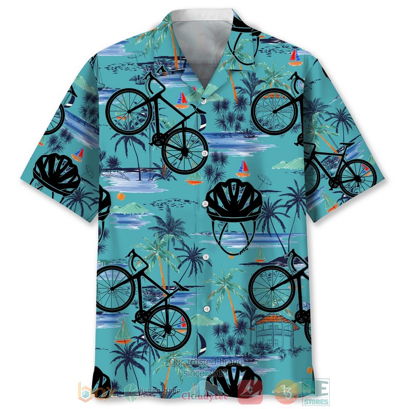 Cycling Beach Green Hawaiian Shirt