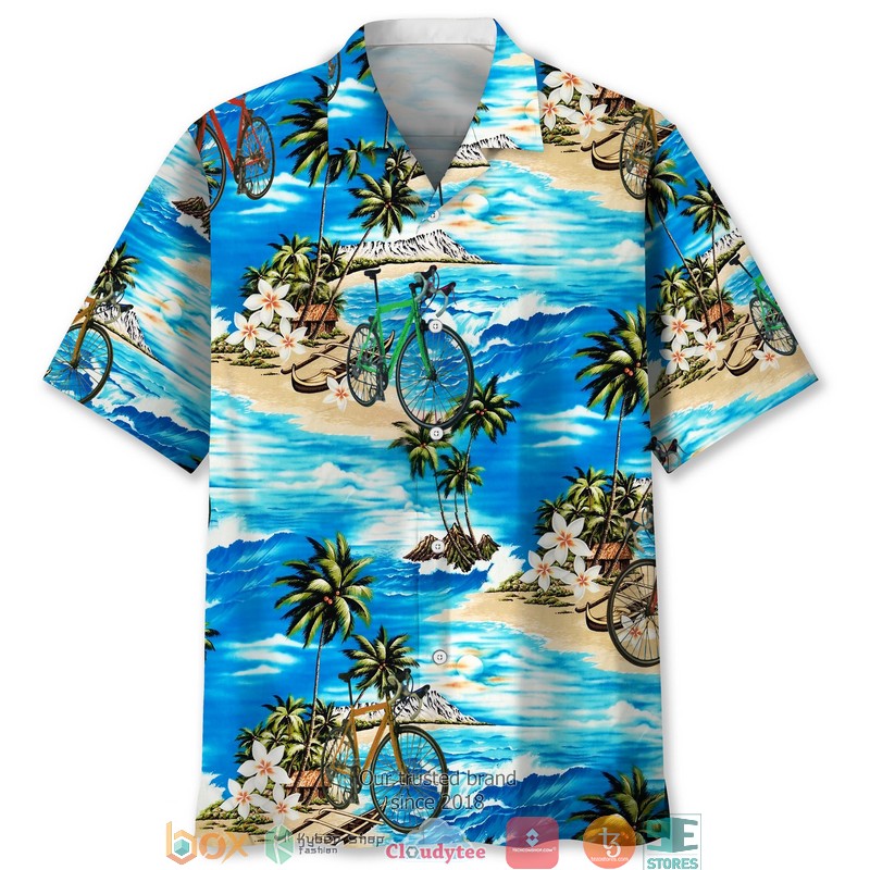 Cycling Blue Beach Hawaiian Shirt