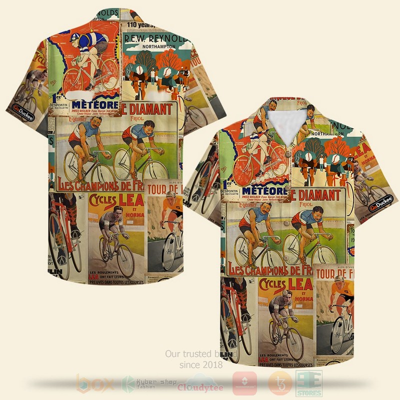 Cycling Cycling Trip Vintage Bicycle Magazine Hawaiian Shirt