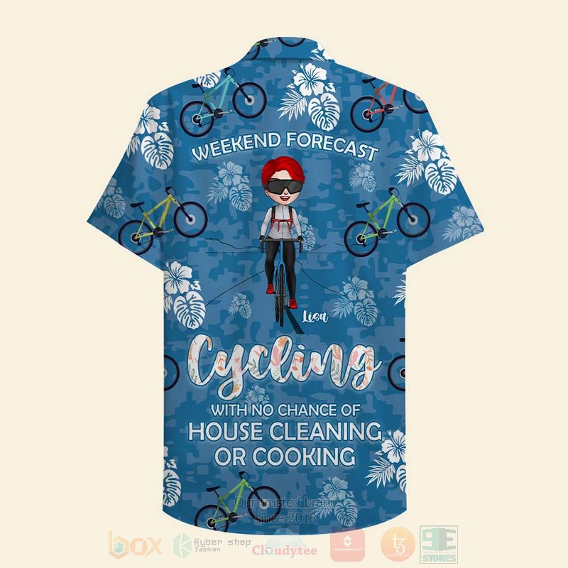 Cycling Girl Weekend Forecast Custom Name Hawaiian Shirt