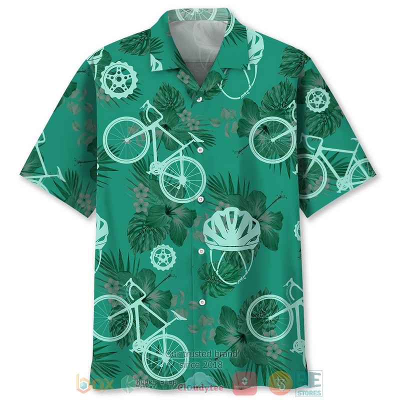 Cycling Kelly Green Hawaiian Shirt