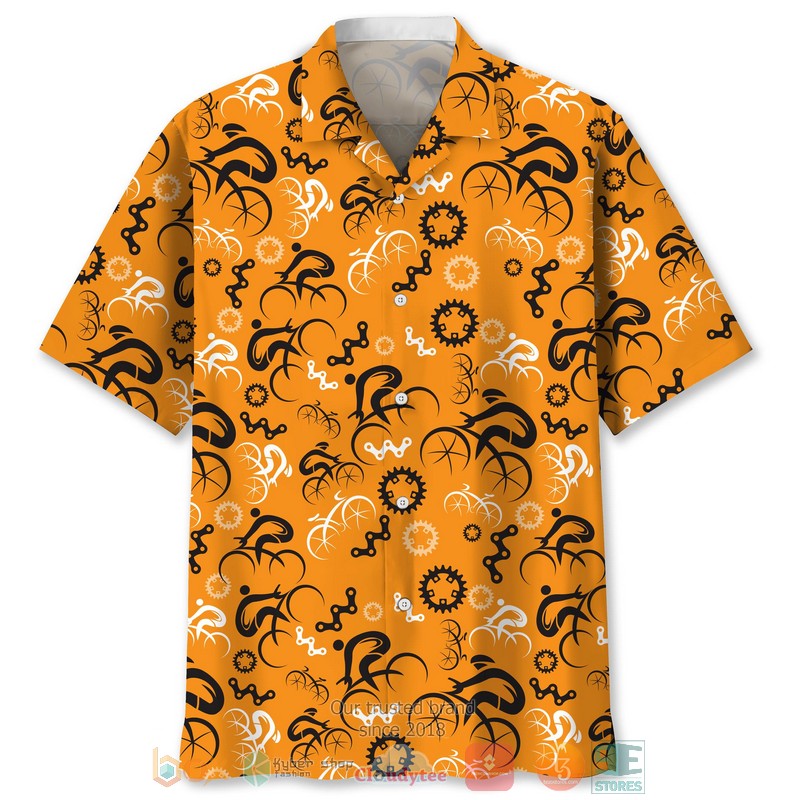 Cycling Orange Hawaiian Shirt