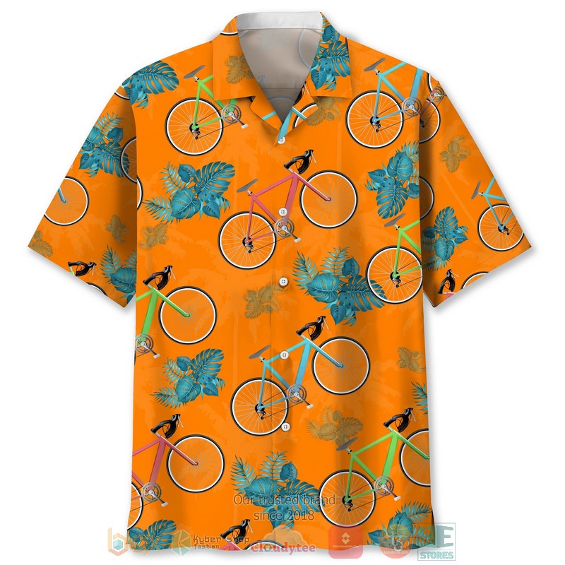 Cycling Tropical Orange Hawaiian Shirt