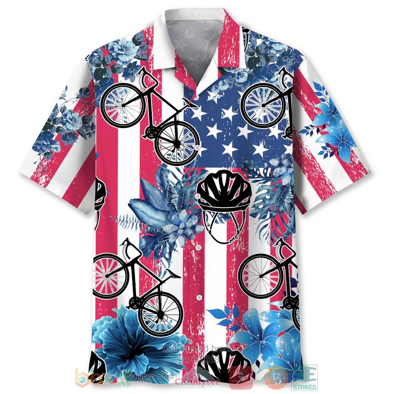 Cycling Usa Flag Nature Hawaiian Shirt