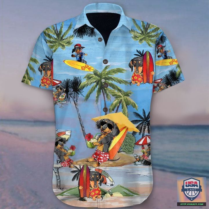 Dachshund At Beach Vacation Hawaiian Shirt