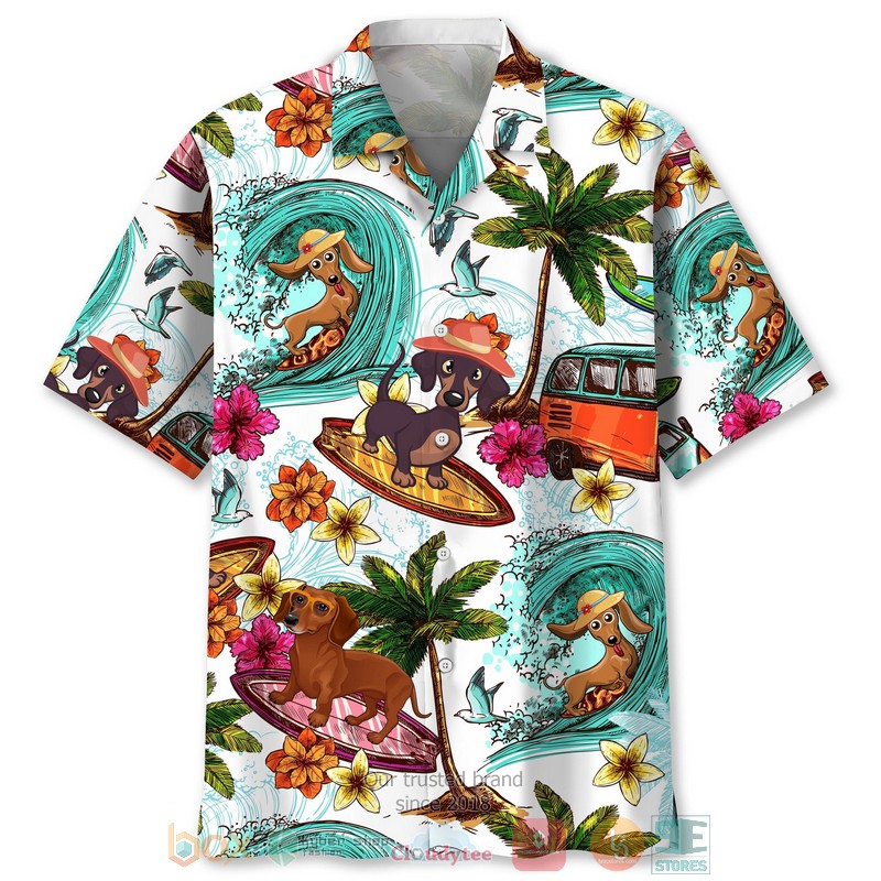 Dachshund Funny Beach Hawaiian Shirt