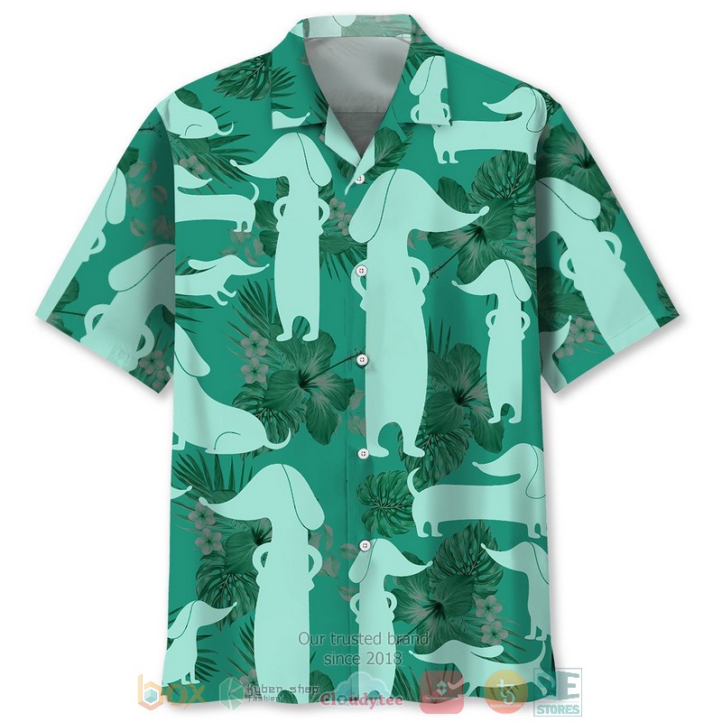 Dachshund Kelly Green Hawaiian Shirt