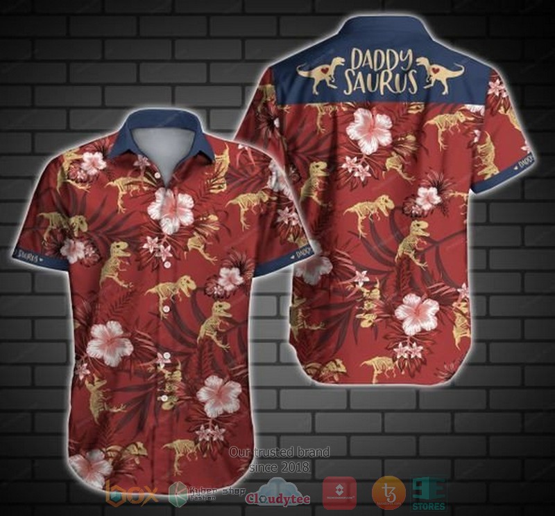 Daddysaurus Red Hawaiian Shirt