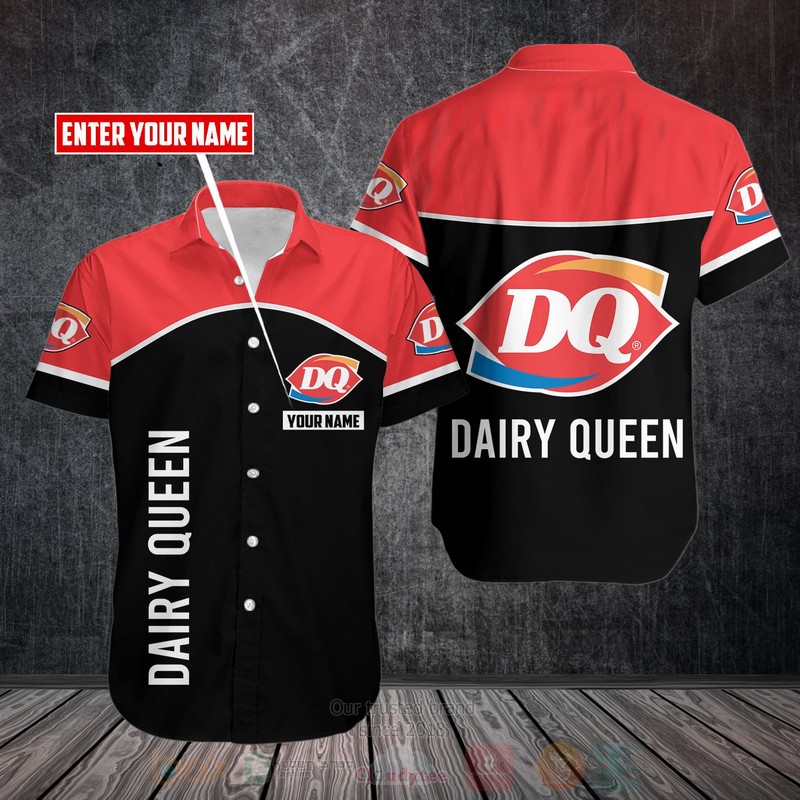 Dairy Queen Custom Name Red Black Hawaiian Shirt