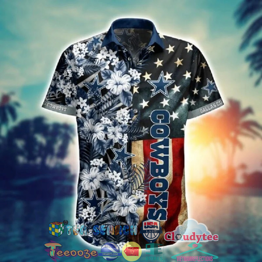 Dallas Cowboys Nfl Tropical American Flag Hawaiian Shirt