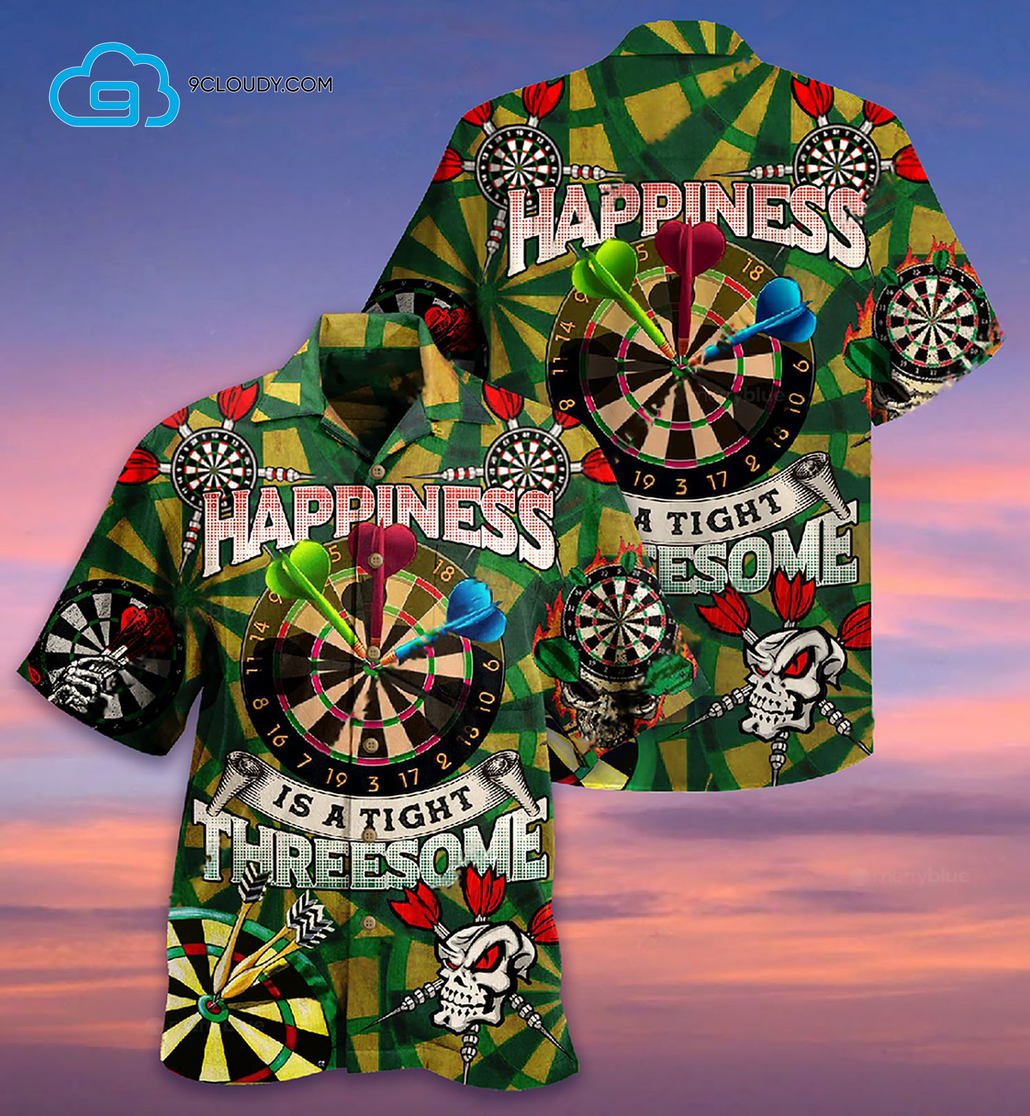 Darts Happiness Is A Tight Threesome All Over Print Hawaiian Shirt