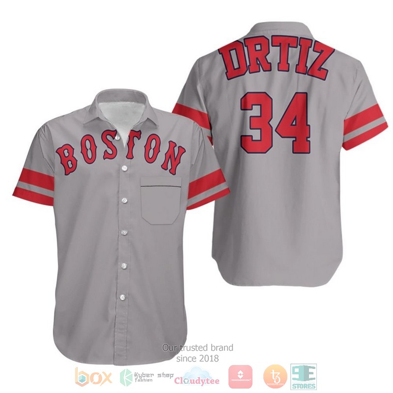 David Ortiz Boston Red Sox Player Gray 2019 Hawaiian Shirt