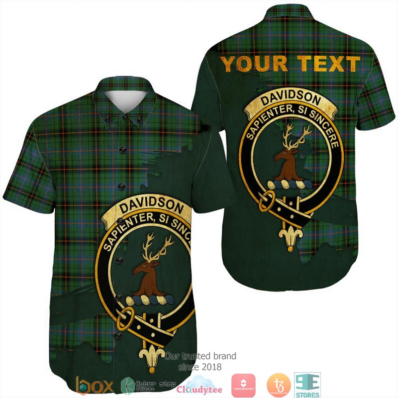 Davidson Ancient Tartan Crest Personalized Short Sleeve Hawaiian Shirt