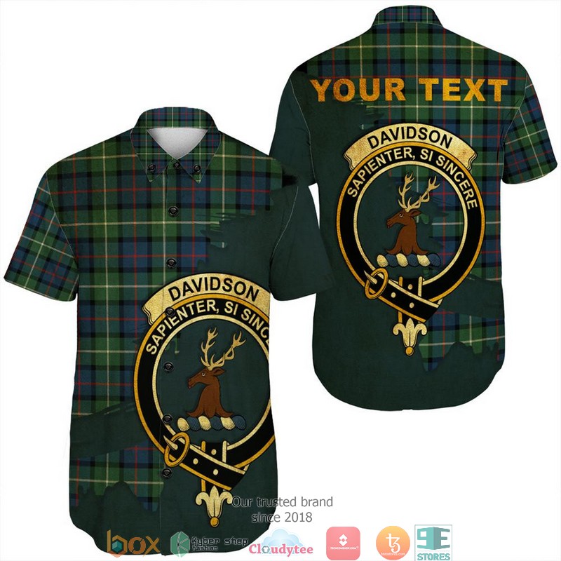 Davidson Of Tulloch Tartan Crest Personalized Short Sleeve Hawaiian Shirt