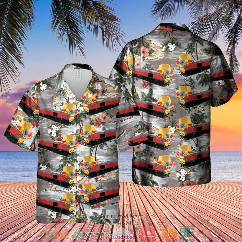 Db Schenker Class 59 2 Locomotive Train Short Sleeve Hawaiian Shirt