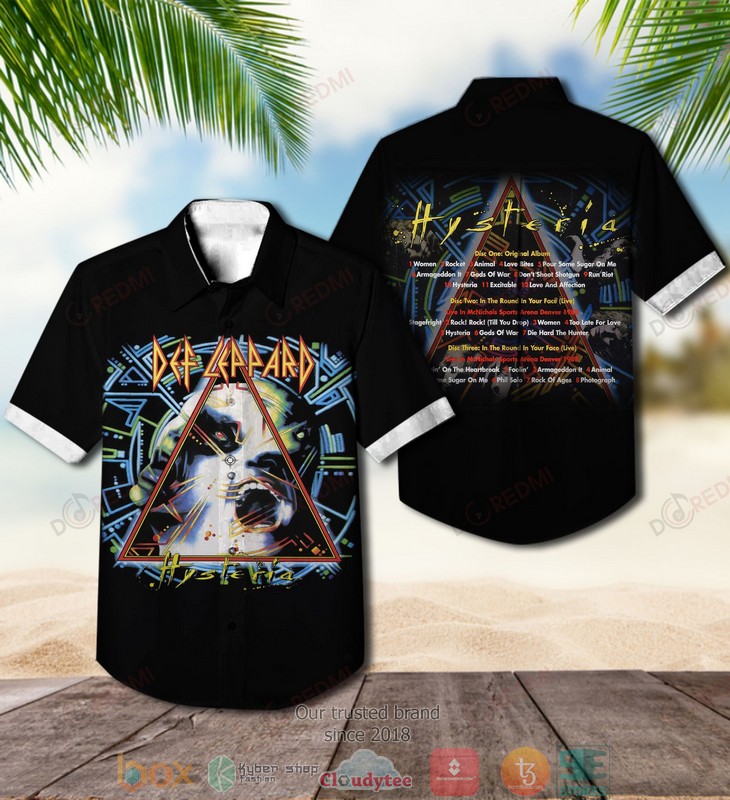 Def Leppard Hysteria Black Short Sleeve Hawaiian Shirt