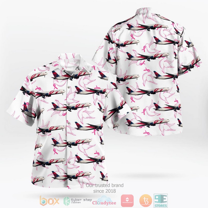 Delta Air Lines Boeing 767 432 Er Breast Cancer Awareness Pink Ribbon Livery Hawaiian Shirt