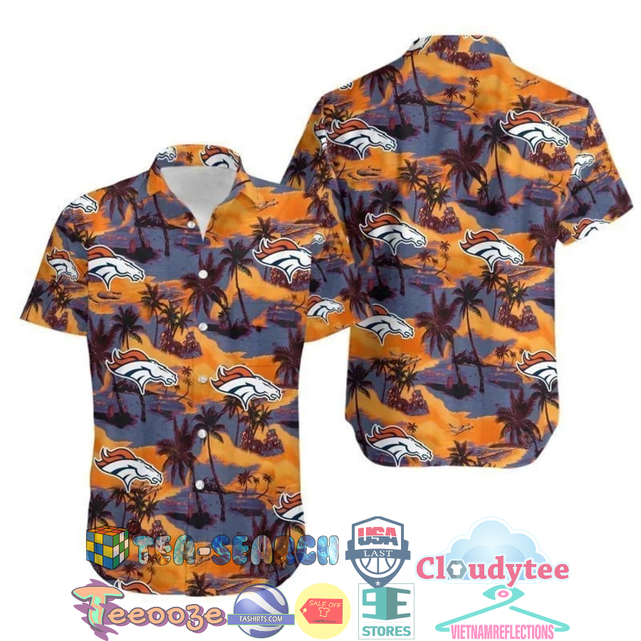 Denver Broncos Logo Nfl Palm Tree Car Hawaiian Shirt